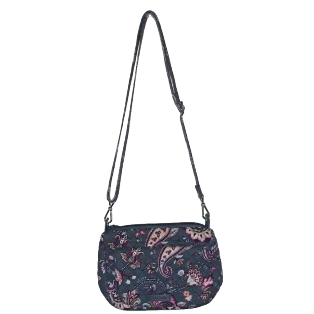 Vera Bradley Paisley Grey Pink Purple Crossbody Bag Small Purse Women's PA#2